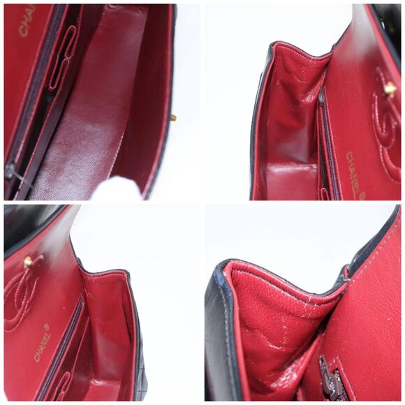 CHANEL Matelasse Chain Hand Bag Lamb Skin Black Gold CC Auth 95715AV - Picture 15 of 16